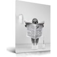 thumbnail image 1 of Funny Bathroom Wall Art Decor, Black and White Sloth Bathroom Decor, Waterproof Wood Framed Canvas Wall Art Read newspapers Animals Abstract Prints, 12x16in High-end Pictures for Bedroom Kids Room, 1 of 6