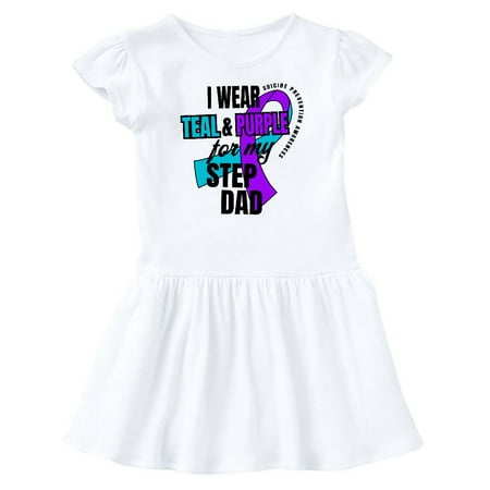 

Inktastic Suicide Prevention I Wear Teal and Purple for My Step Dad Gift Baby Girl Dress