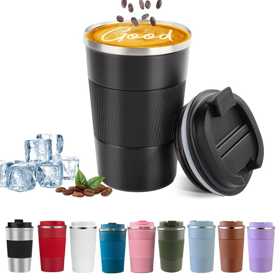 YINBAOGE Insulated Travel Coffee Mug, Spill & Leak Proof, Portable To Go Camping Stainless Steel Coffee Tumbler, Reusable Thermal Coffee Cup with Lid for Hot & Cold Drinks