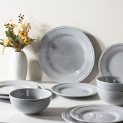 Mainstays Darby 12-Piece Stoneware Dinnerware Set, Gray
