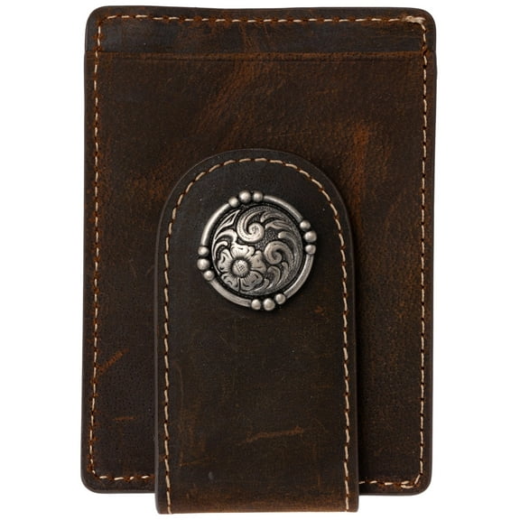 Cody James Men's Boot Stitch Money Clip Leather Wallet Chocolate One Size