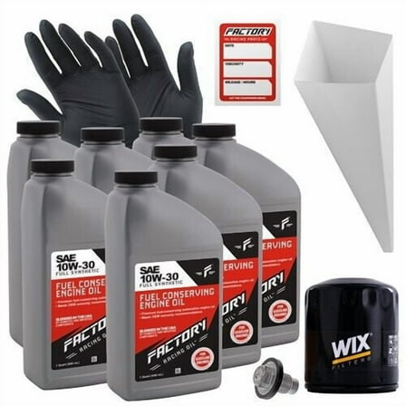 Factory Racing Parts Oil Change Kit Compatible with Dodge Ram 2500 1994-1998, 2000-2003/3500 1994-2003 8.0L 10W-30 Full Synthetic Oil - 6 Quarts