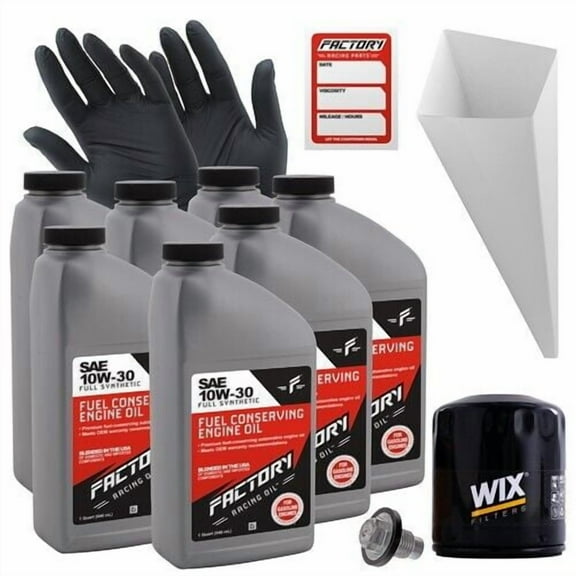 Factory Racing Parts Oil Change Kit Compatible with Dodge Ram 2500 1994-1998, 2000-2003/3500 1994-2003 8.0L 10W-30 Full Synthetic Oil - 6 Quarts