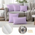 thumbnail image 6 of Purple Outdoor Waterproof Pillow Covers, Geometric Vertical Striped Solid Rainbow Decorative Square Throw Pillowcase Sofa Cushion Sham for Patio/Couch/Chair, 24"x24" 2 Pack, 6 of 8