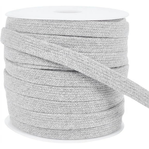 27.34Yards Dark Gray Flat Replacement Cotton Cords 12mm Wide Flat Drawstring Cord Rope with Plastic Spools for Garment Accessories Sports Pants Sweater Gray