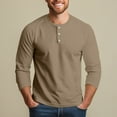 thumbnail image 6 of Lumtrix Mens Fashion Henley Shirts 3/4 Sleeve Sleeve Button Cotton Fitted T-Shirt Solid Color Soft Stylish Tee Tops Light Brown XL, 6 of 7