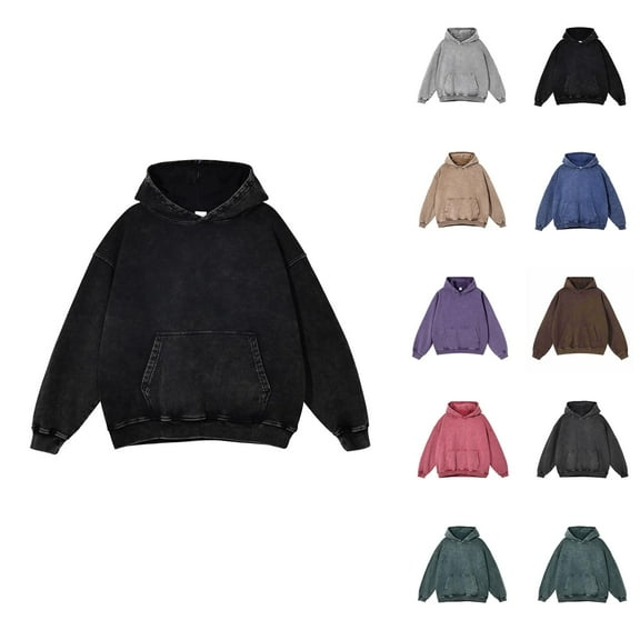 Distressed Hoodies for Women 2025 Long Sleeve Washed Vintage Loose Hoodie with Pockets Hooded Sweatshirt Pullover Tops