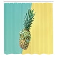thumbnail image 2 of Ambesonne Pineapple Shower Curtain, Funny Fruit in Glasses, 69"Wx75"L, Pastel Yellow and Seafoam, 2 of 4