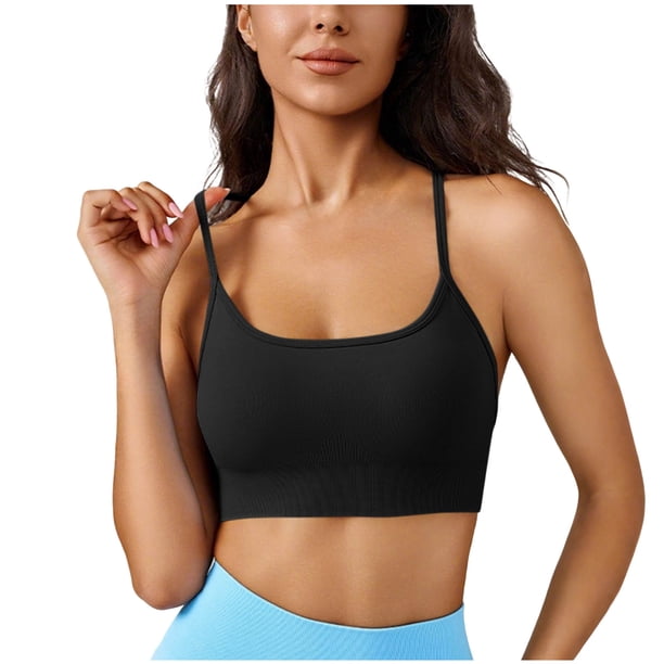 Mujeres de color sólido cuatro filas ajustable inalámbrico sujetador doble hombro yoga deportes sujetador a prueba de choques, ejercicio deportes sujetadores para mujeres