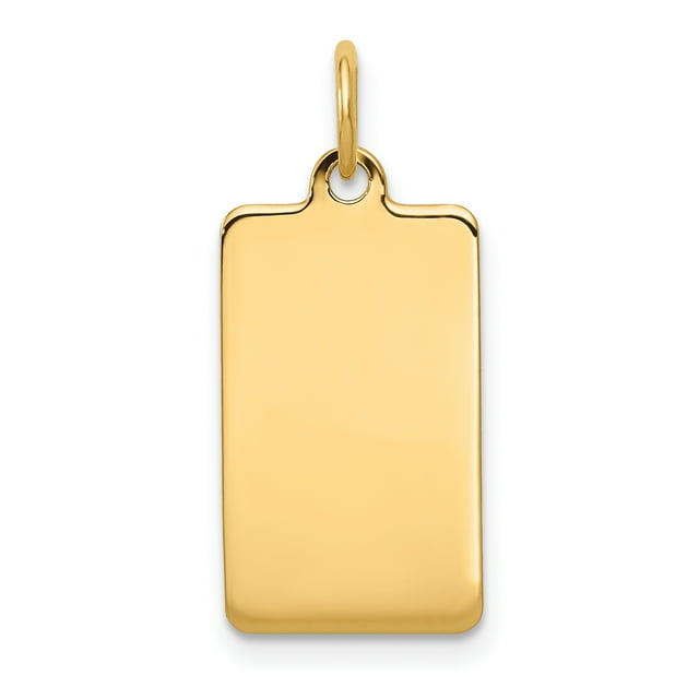 Or Jaune 14 Carats.011 Calibre Rectangulaire Pendentif Collier à Disque Gravable Breloque