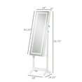 thumbnail image 3 of Full Body Mirrored Jewelry Cabinet w/ LED Lights & 5-Tier Storage Shelves, White, 3 of 8
