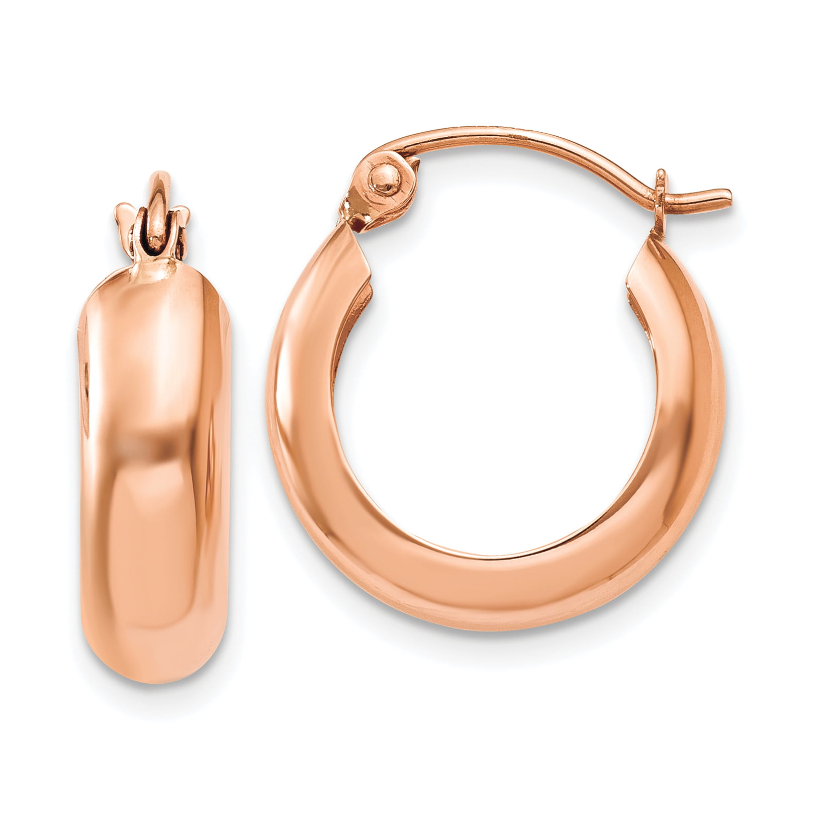 14k Rose Gold Oval Tube Hoop Earrings Ear Hoops Set Fine Jewelry For Women Gifts For Her 