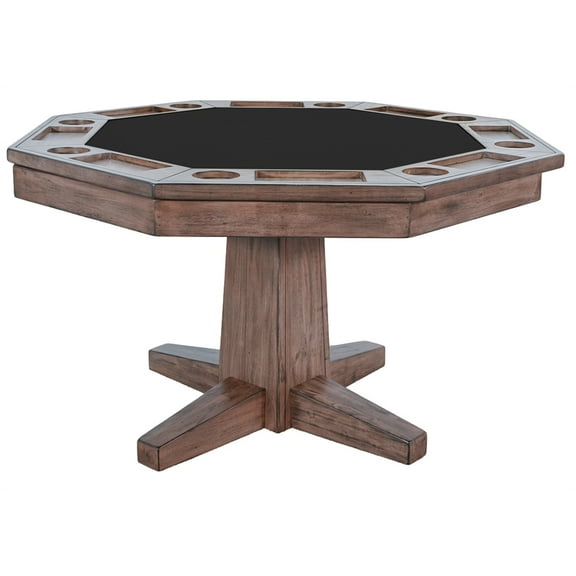 Pemberly Row Reversible Wood Game and Dining Poker Table in Buckskin Natural