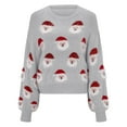 thumbnail image 3 of FEIFLY Women Christmas Knitted Sweater Cute Santa Head Pattern Crewneck Pullover Sweater Female Knitwear, 3 of 8