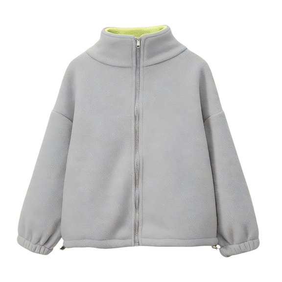 IVEYRTF Kids Winter Zipper Fleece Jacket Casual Cardigan for Boys and Girls Thick Warm Tops Soft Breathable Fabric Daily Wear Travel Home Holiday Outfit(Gray,11-12 Years)