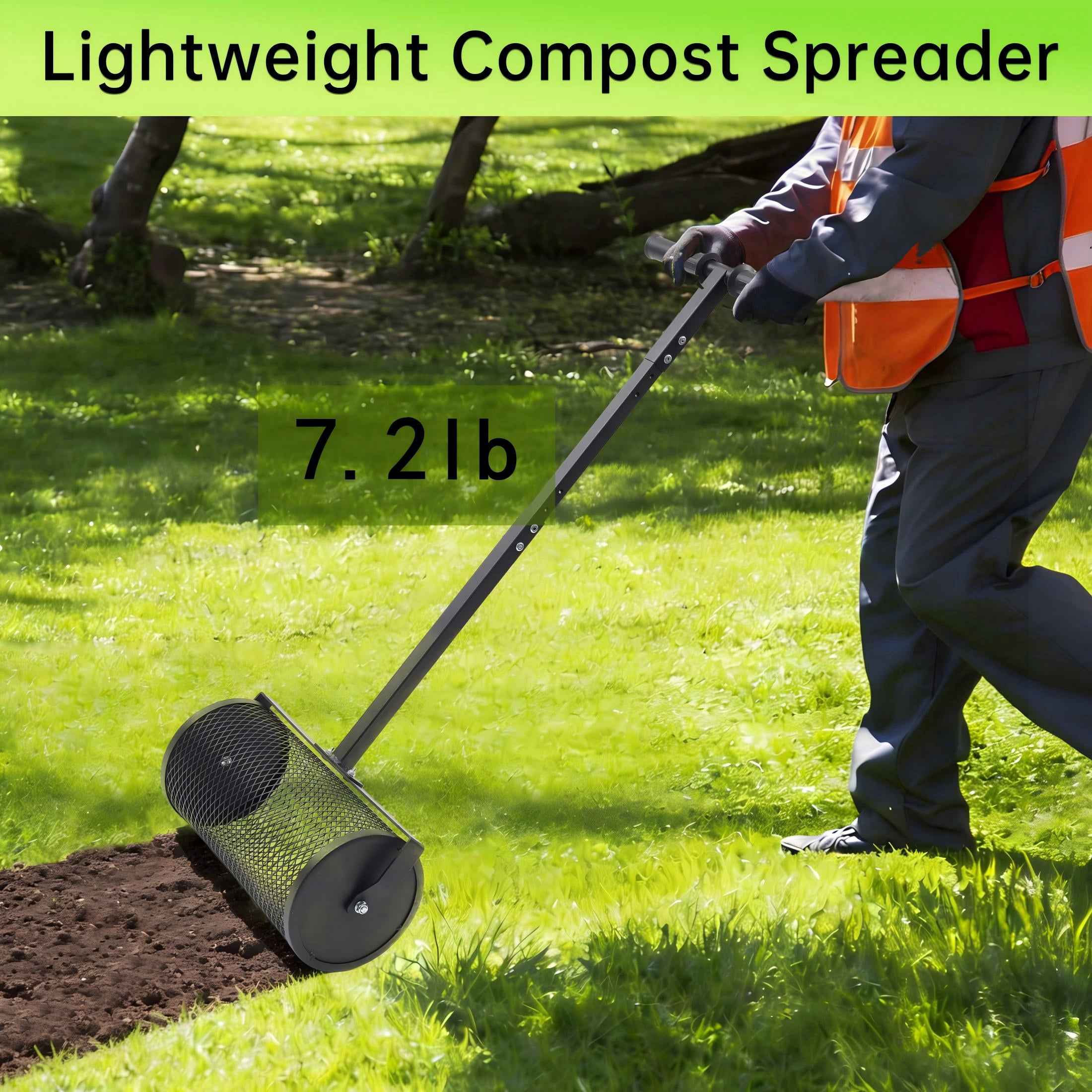 FENHRTVM Compost Spreader 40Inch Metal Mesh Spreader for Peat Moss Compost Top Soil Manure,Black