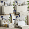 thumbnail image 4 of Queen Cabinet Bed with Storage, Folding Foam Mattress & Oversized Drawers, Murphy Bed with Sockets & USB Ports, Space-Saving Folding Murphy Bed for Bedroom Guest Room, White, 4 of 9