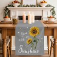 thumbnail image 4 of Sunflowers Cotton Linen Table Runner for Dining Kitchen, Spring Summer Bees Yellow Floral Grey Wedding Outdoor Party Tablerunners Decoration, Dresser Scarf Coffee Tablecloth Runners 13x90 Inches, 4 of 9