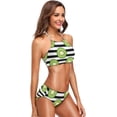 thumbnail image 6 of Dreamtimes Kiwi Fruit Black Stripe Swimsuits Padded Bikini Sets Sexy Swimwear for Women, XX-Large, 6 of 7