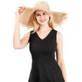 thumbnail image 2 of Boho Sombrero de paja para mujer Bowknot Ancho de ala grande Plegable flecos deshilachados Eccomum Beige, 2 of 7