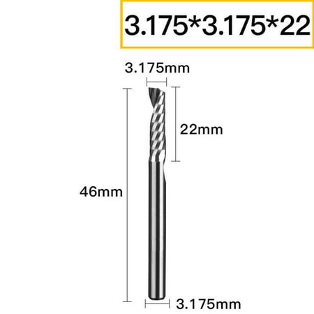 

BUYISI Shank diameter 3.175mm single edge spiral milling cutter CNC engraving end mill 3.175x3.175x22mm