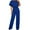 Blue, variant on ZQUUVOU Women's Short Sleeve Color Playsuit Clubwear Straight Leg Jumpsuit With Belt Blue