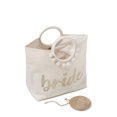 thumbnail image 4 of No Boundaries Women's Bridal Tote Bag with Pouch White "Bride" Print, 4 of 5