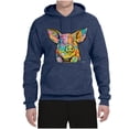 thumbnail image 3 of Dean Russo The Pig Animal Lover Unisex Graphic Hoodie Sweatshirt, Vintage Heather Navy, XX-Large, 3 of 6