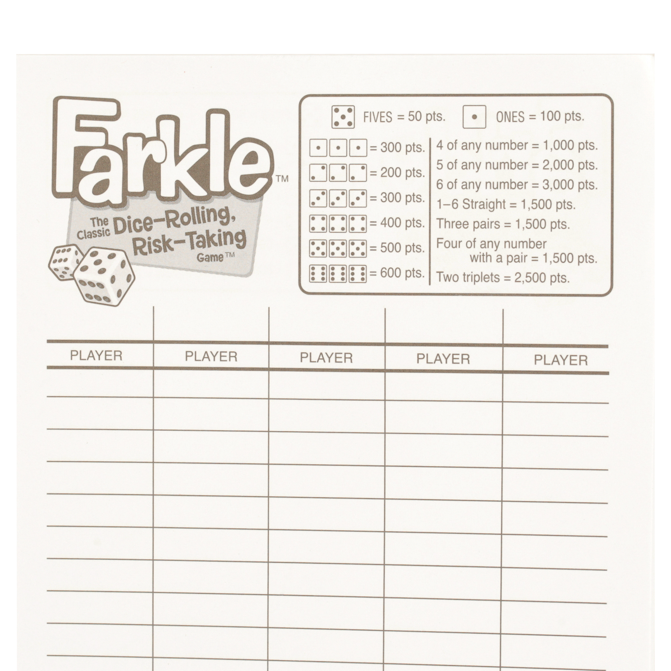 Printable Farkle Score Sheet Template Printable Farkle Score Sheet Template