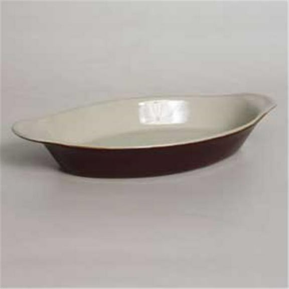 Tuxton China B4N-150 15 oz. Oval Welsh Rarebit - Black-Eggshell - 1 Dozen