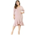 thumbnail image 2 of Vestido Midi Con Volantes Cuello V De Cóctel TalGrande PaMujer Ro4XL, 2 of 6