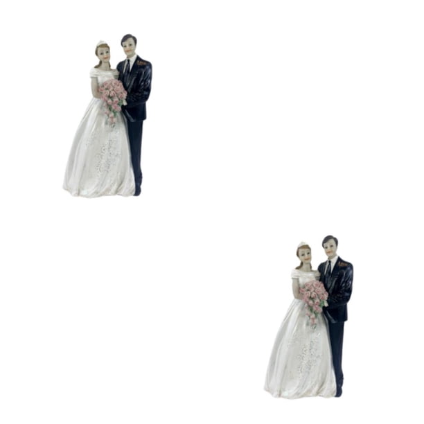 Cateissary Muñecos para decoración de pasteles, figurita de resina para novia y novio, soporte para manualidades de boda, pareja de aniversario, Escribe un 2Conjunto