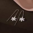 thumbnail image 5 of Sterling Silver Christmas Snowflake Dangle Earrings Chain for Women Teens Snowflake Drop Earrings Threader Winter Earrings, 5 of 6