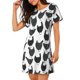thumbnail image 2 of Fotbe Retro Rooster Bata de Dormir para Mujer con Estampado, Camisón de Algodón de Manga Corta, Ropa de Dormir Casual, 2 of 6