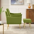 thumbnail image 5 of Lontai Modern Soft Tufted Velvet Armchair with Ottoman for Living Room，Light Green, 5 of 7