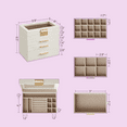 thumbnail image 4 of 4-Layer Jewelry Organizer with Glass Lid, 3 Drawers, Modern Design, Cloud White, 4 of 7