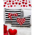 thumbnail image 3 of Valentine''s Day Pillow Cover 18x18 Inch - Sparkling Red Heart with Black & White Striped Design - Chic Romantic Cushion Case for Home, Sofa, and Couch Decor, 3 of 6
