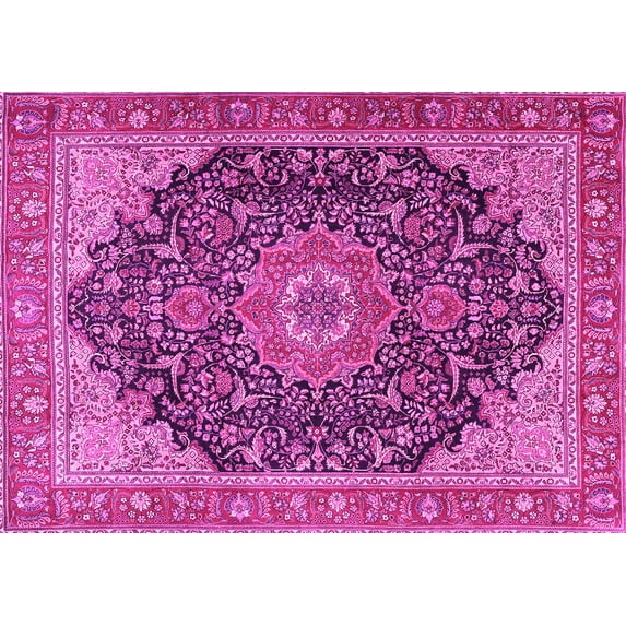Ahgly Company Indoor Rectangle Medallion Pink Traditional Area Rugs, 7' x 10'