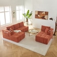 thumbnail image 5 of Leumius 132" U Shaped Sectional Sofa,Chenille Boneless Couch, Modern 4-Seat Upholstered Cloud Couch Sectional with Deep Seat and Cup Holders for Living Room,No Assembly Required,Orange, 5 of 12
