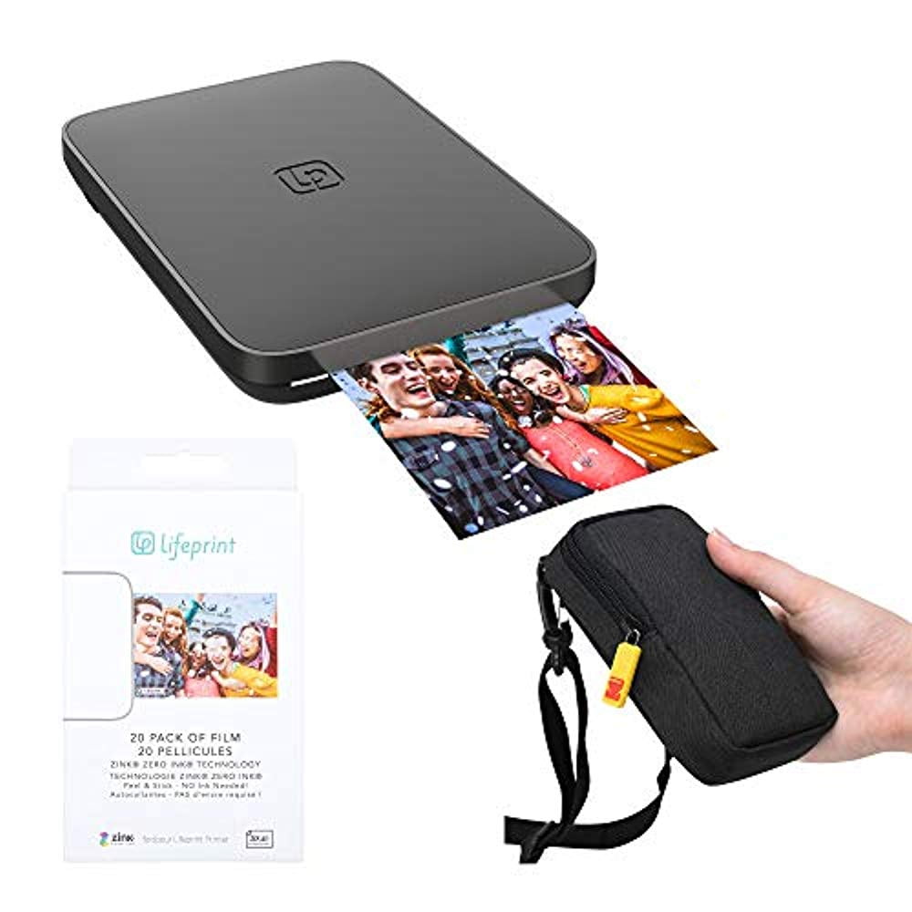Lifeprint 3x4.5 Portable Photo and Video Printer (Black) Travel Kit