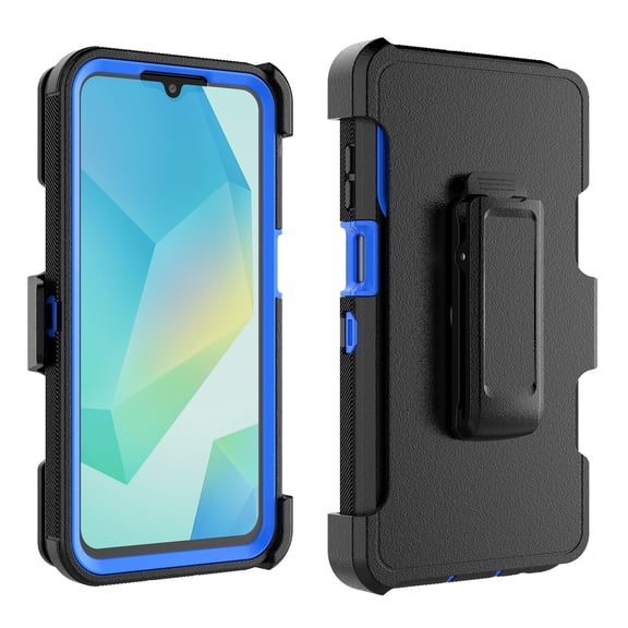Samsung Galaxy S25 FE 5G Case with 360°Rotating Holster, Njjex Military-Grade Drop Protection, Built-in Tempered Glass Screen Protector & Kickstand Heavy Duty Shockproof Rugged Cover-Blue
