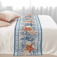 thumbnail image 2 of Blue Coastal Bed Runner for Twin Size Bed, Orange Starfish Coral Beach Nautical Vintage Soft Bedding Scarf Bedding Protector Slipcover Sofa Throw for Bedroom Hotel Guesthouse, 2 of 8