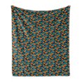 thumbnail image 1 of Orange Blue Soft Flannel Fleece Throw Blanket, Citrus Branches and Leaves, Cozy Plush for Indoor and Outdoor Use, 60" x 80", Dark Teal Burnt Orange, by Ambesonne, 1 of 5