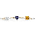 thumbnail image 2 of Gem Stone King Keren Hanan 1.68 Ct E-F Lab Grown Diamond Blue Iolite 925 Silver and 10K Yellow Gold Bracelet for Women, 2 of 5