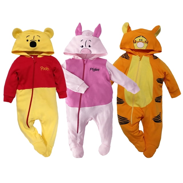 Kit 3 Mamelucos Algodón bordados Disney Pooh, Piglet, Tigger Bebe Premium Talla 12 meses Disney Ropa de Recién Nacido