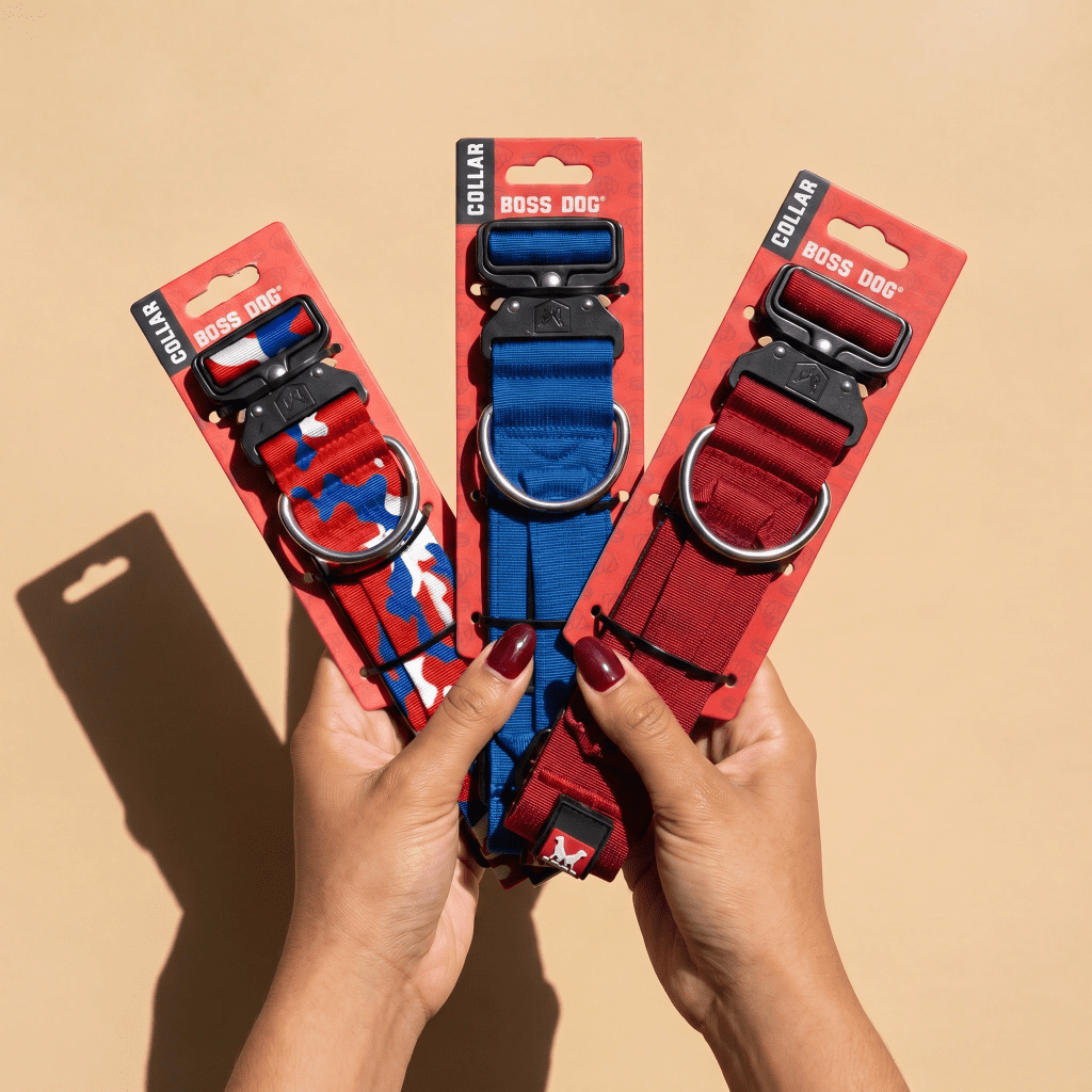 Boss Nation 850010391892 17-22 in. Dog Tactical Adjustable Dog Collar, Red - Large