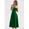 thumbnail image 4 of Women'S Strapless High Split Long Maxi Dress Ruched Suspender Sleeveless Bodycon Party Cocktail Dresses Green XL, 4 of 7