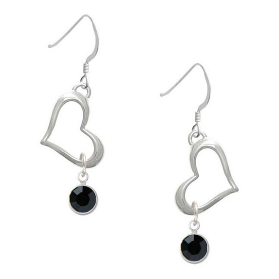 Delight Jewelry Crystal Black Channel Drop Open Heart French Earrings