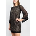 thumbnail image 3 of Emma & Michele Round Neck 3-4 Sleeve Bodycon Illusion Knit Dress-BLACK / L, 3 of 8