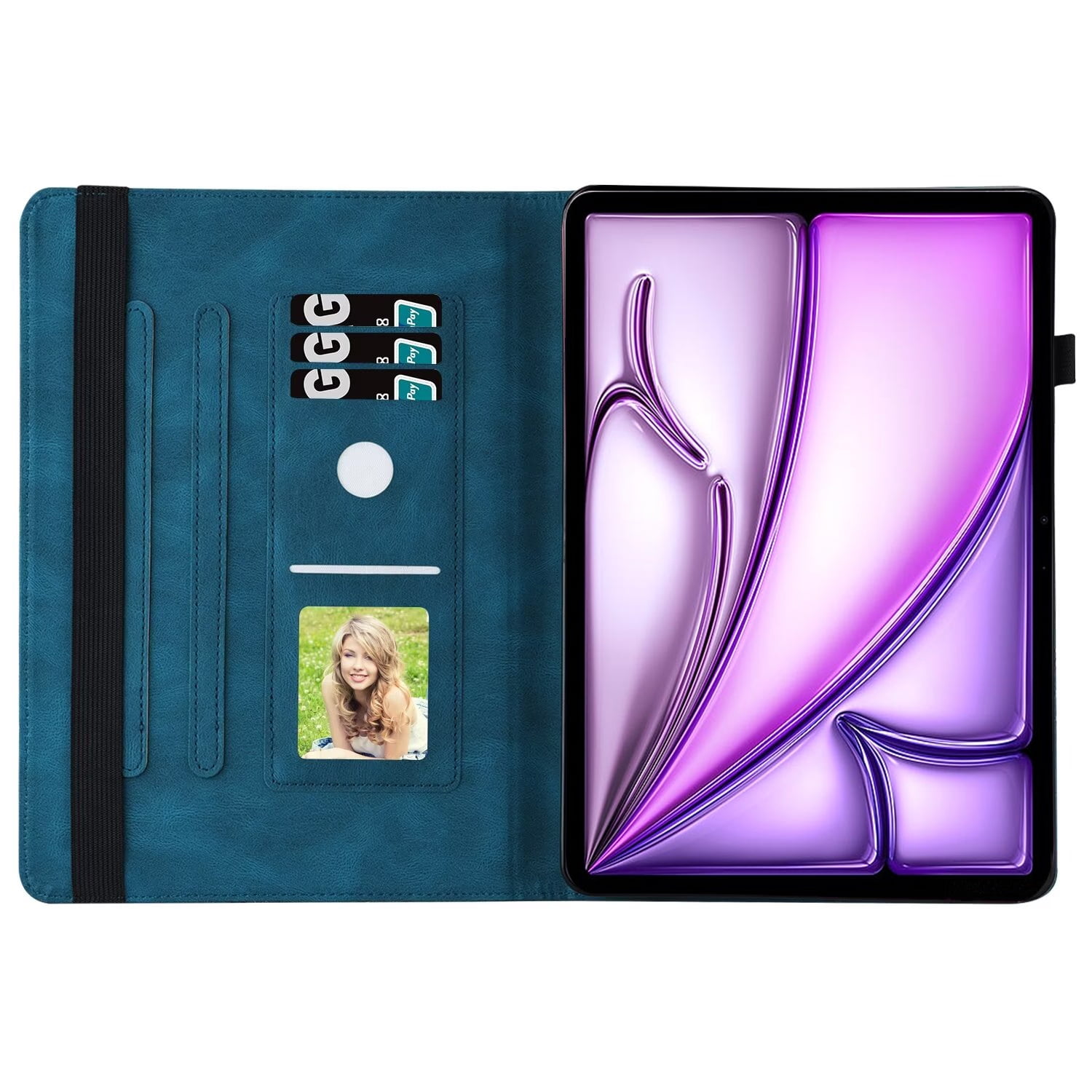 Dteck Butterfly Pattern Case for iPad Air 13 inch 2025/2024,Magnetic PU Leather Smart Auto Wake/Sleep Folio Stand Case Card Slot Pencil Holder Cover for iPad Air 13-in. M3/M2,Blue